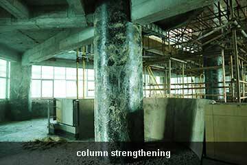 strengthening column by carbon fiber sheet